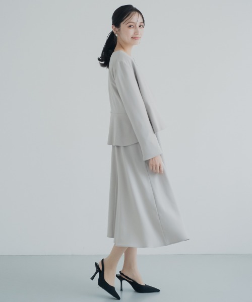 Petitjo（プッチージョ）の「小さいサイズ　【レディーススーツ】キーネックワンピース (セットアップ対応・上下別売り)　低身長さん・小柄女性（ワンピース・レディース・ブラック/グレイッシュベージュ/ネイビー・PL/PM/PS/PSS）」の11枚目の写真