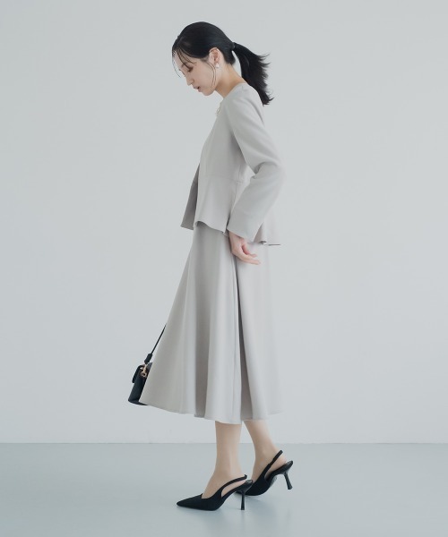 Petitjo（プッチージョ）の「小さいサイズ　【レディーススーツ】キーネックワンピース (セットアップ対応・上下別売り)　低身長さん・小柄女性（ワンピース・レディース・ブラック/グレイッシュベージュ/ネイビー・PL/PM/PS/PSS）」の12枚目の写真