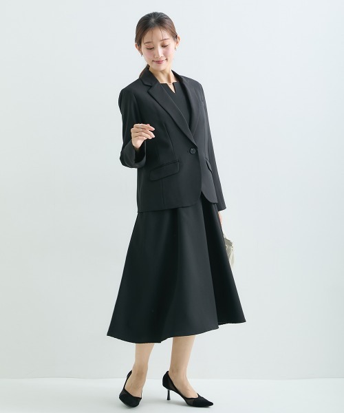 Petitjo（プッチージョ）の「小さいサイズ　【レディーススーツ】キーネックワンピース (セットアップ対応・上下別売り)　低身長さん・小柄女性（ワンピース・レディース・ブラック/グレイッシュベージュ/ネイビー・PL/PM/PS/PSS）」の8枚目の写真