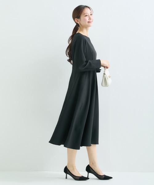 Petitjo（プッチージョ）の「小さいサイズ　【レディーススーツ】キーネックワンピース (セットアップ対応・上下別売り)　低身長さん・小柄女性（ワンピース・レディース・ブラック/グレイッシュベージュ/ネイビー・PL/PM/PS/PSS）」の15枚目の写真