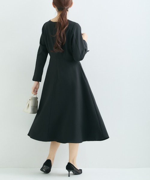 Petitjo（プッチージョ）の「小さいサイズ　【レディーススーツ】キーネックワンピース (セットアップ対応・上下別売り)　低身長さん・小柄女性（ワンピース・レディース・ブラック/グレイッシュベージュ/ネイビー・PL/PM/PS/PSS）」の18枚目の写真