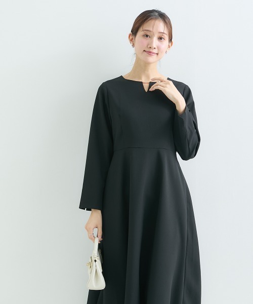 Petitjo（プッチージョ）の「小さいサイズ　【レディーススーツ】キーネックワンピース (セットアップ対応・上下別売り)　低身長さん・小柄女性（ワンピース・レディース・ブラック/グレイッシュベージュ/ネイビー・PL/PM/PS/PSS）」の14枚目の写真