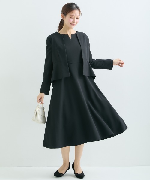 Petitjo（プッチージョ）の「小さいサイズ　【レディーススーツ】キーネックワンピース (セットアップ対応・上下別売り)　低身長さん・小柄女性（ワンピース・レディース・ブラック/グレイッシュベージュ/ネイビー・PL/PM/PS/PSS）」の19枚目の写真
