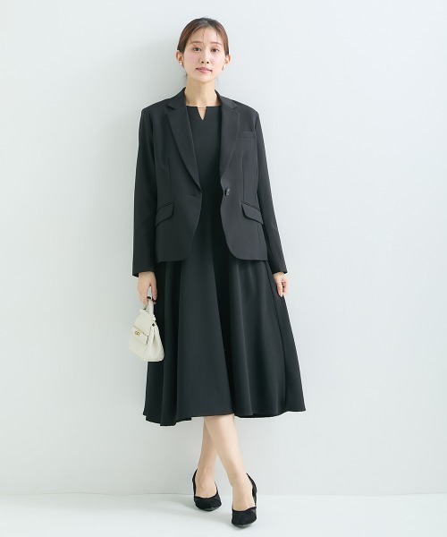 Petitjo（プッチージョ）の「小さいサイズ　【レディーススーツ】キーネックワンピース (セットアップ対応・上下別売り)　低身長さん・小柄女性（ワンピース・レディース・ブラック/グレイッシュベージュ/ネイビー・PL/PM/PS/PSS）」の20枚目の写真