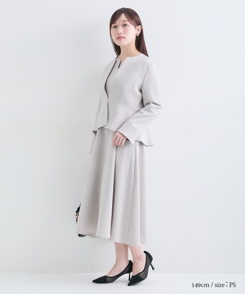 Petitjo（プッチージョ）の「小さいサイズ　【レディーススーツ】キーネックワンピース (セットアップ対応・上下別売り)　低身長さん・小柄女性（ワンピース・レディース・ブラック/グレイッシュベージュ/ネイビー・PL/PM/PS/PSS）」の21枚目の写真