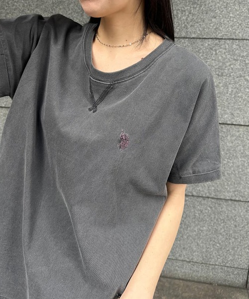 U.S. POLO ASSN.(ユーエスポロアッスン)の「【U.S.POLO ASSN.】綿100%ピグメントオーバーサイズTシャツ(Tシャツ/カットソー・レディース・チャコール/ベージュ/パープル・M/L/LL)」の18枚目の写真