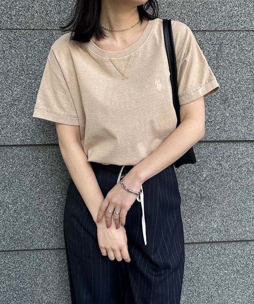 U.S. POLO ASSN.(ユーエスポロアッスン)の「【U.S.POLO ASSN.】綿100%ピグメントオーバーサイズTシャツ(Tシャツ/カットソー・レディース・チャコール/ベージュ/パープル・M/L/LL)」の19枚目の写真