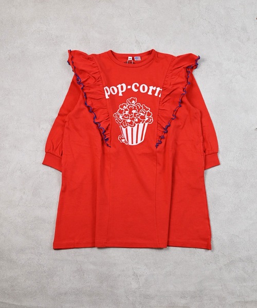Life Support Products(ライフサポートプロダクツ)の「【COTTON from U.S.A】長袖ラッフルワンピース(ワンピース・キッズ・レッド/チャコール/イエロー・90/100/110/120/130/140/150)」の9枚目の写真