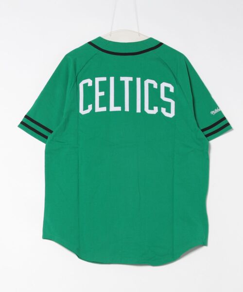 Mitchell&Ness(ミッチェル&ネス)の「【Mitchell&Ness】FRONT BUTTON JERSEY BCE/フロントボタンTシャツ/メンズ/ボストン・セルティックス(シャツ/ブラウス・メンズ・グリーン・M)」の2枚目の写真
