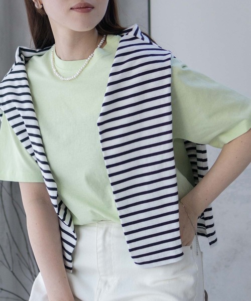 NAVY(ネイビー)の「【綿100%】nAvy 無地クルーネックTシャツ(Tシャツ/カットソー・レディース・チャコールグレー/ブラック/オフホワイト/ライム/トップグレー・M/L)」の1枚目の写真