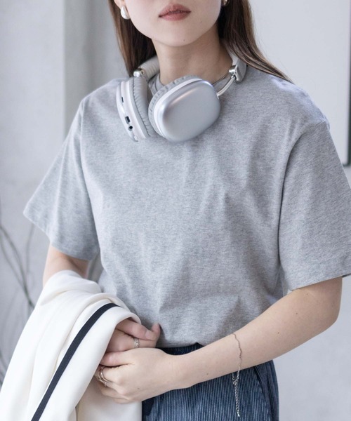 NAVY(ネイビー)の「【綿100%】nAvy 無地クルーネックTシャツ(Tシャツ/カットソー・レディース・チャコールグレー/ブラック/オフホワイト/ライム/トップグレー・M/L)」の5枚目の写真