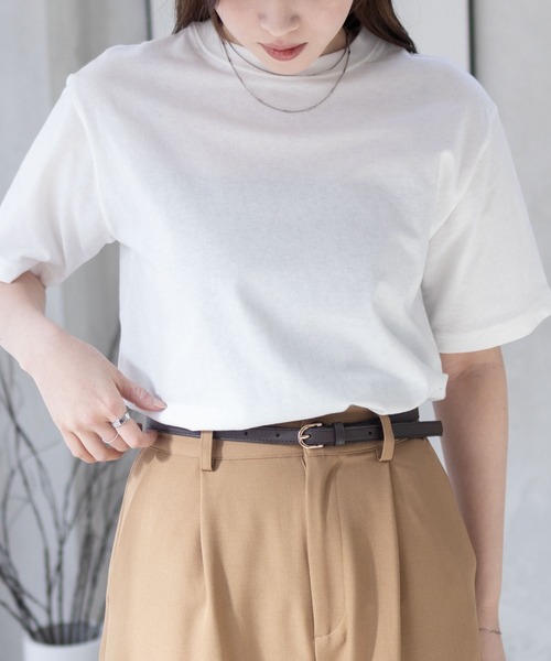 NAVY(ネイビー)の「【綿100%】nAvy 無地クルーネックTシャツ(Tシャツ/カットソー・レディース・チャコールグレー/ブラック/オフホワイト/ライム/トップグレー・M/L)」の6枚目の写真