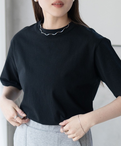 NAVY(ネイビー)の「【綿100%】nAvy 無地クルーネックTシャツ(Tシャツ/カットソー・レディース・チャコールグレー/ブラック/オフホワイト/ライム/トップグレー・M/L)」の11枚目の写真