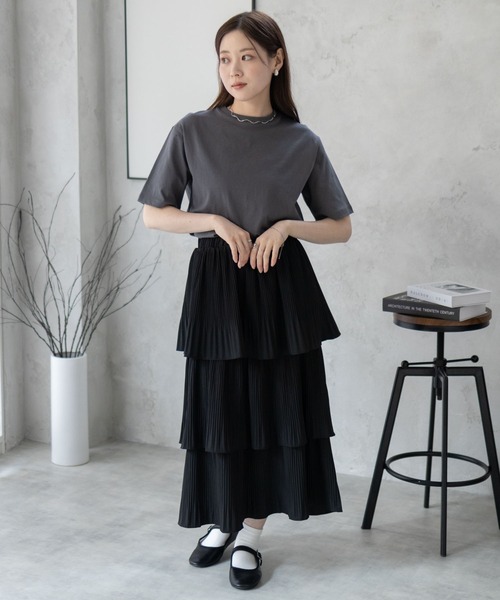 NAVY(ネイビー)の「【綿100%】nAvy 無地クルーネックTシャツ(Tシャツ/カットソー・レディース・チャコールグレー/ブラック/オフホワイト/ライム/トップグレー・M/L)」の16枚目の写真