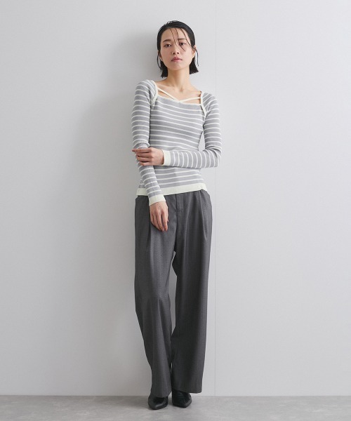 ketty（ケティ）の「ボーダーストリングスニットトップス≪手洗い可能≫（ニット/セーター・レディース・グレー系その他/ベージュ系その他/アイボリー・M）」の15枚目の写真