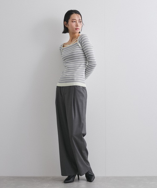 ketty（ケティ）の「ボーダーストリングスニットトップス≪手洗い可能≫（ニット/セーター・レディース・グレー系その他/ベージュ系その他/アイボリー・M）」の16枚目の写真