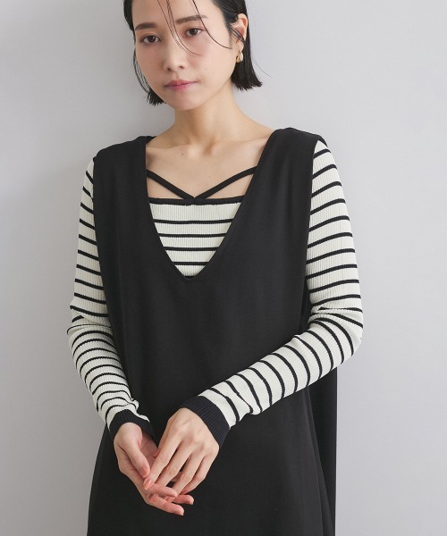 ketty（ケティ）の「ボーダーストリングスニットトップス≪手洗い可能≫（ニット/セーター・レディース・グレー系その他/ベージュ系その他/アイボリー・M）」の10枚目の写真
