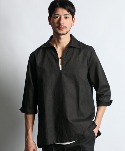 LANVIN en Bleu ブラックシャツ サイズ38 レディース