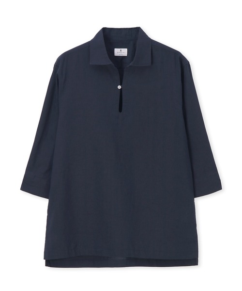 コットン/リネン素材 7分袖 スキッパーシャツ（シャツ/ブラウス