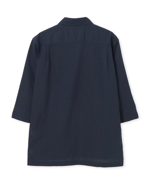 ランバンオンブルー リネン混スキッパーシャツ 綿 麻 7分袖 24ss 白系 コットン/リネン素材 7分袖 スキッパーシャツ – LANVIN en Bleu MENS