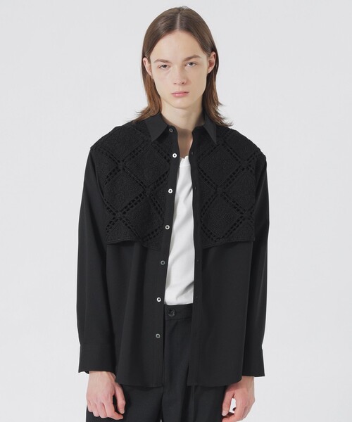 LOVELESS(ラブレス)の「コードレースコンビシャツ(シャツ/ブラウス・メンズ・オフホワイト/ブラック・S/M/L)」の2枚目の写真