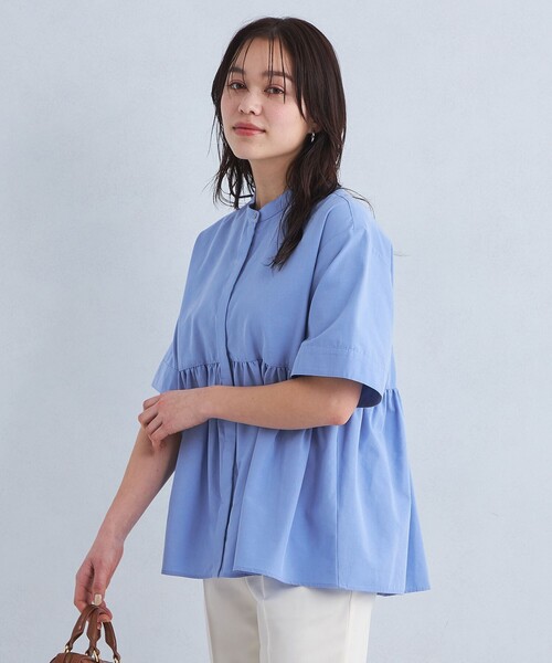 green label relaxing（グリーンレーベルリラクシング）の「ペプラム ショート スリーブ ブラウス（シャツ/ブラウス・レディース・ブラック/ライトブルー/ホワイト・FREE）」の8枚目の写真