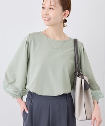 ROPE' PICNIC | 【WEB限定カラー:ネイビー,ピンク】袖シアーカットトップス(Tシャツ/カットソー)