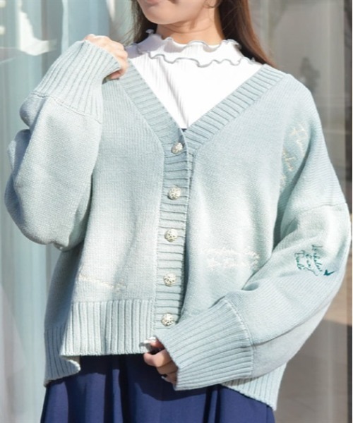 axes femme（アクシーズファム）の「ランダム刺繍ニットカーデ（カーディガン/ボレロ・レディース・ミント/チャコール/キナリ・FREE）」の3枚目の写真