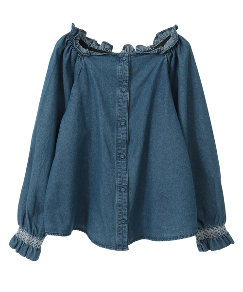 ブラウス シャツ 「something/サムシング」 OFF SHOULDER DENIM SHIRTS レディース セール】【something/サムシング】 OFF SHOULDER DENIM SHIRTS