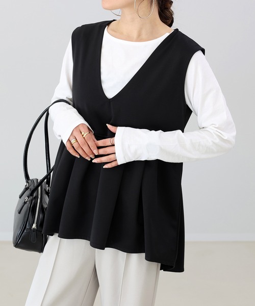 Aletta vita(アレッタビータ)の「オーガニックコットンラウンドネック長袖カットソー(Tシャツ/カットソー・レディース・オフホワイト/ベージュ/ブラック・FREE)」の1枚目の写真
