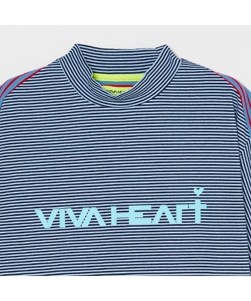 VIVA HEART（ビバハート）の「【VIVA HEART/GOLF】ボーダーコンビ半袖モックネックシャツ（シャツ/ブラウス・メンズ・サックスブルー/ベージュ/ライトグレー・50/52/48）」の10枚目の写真