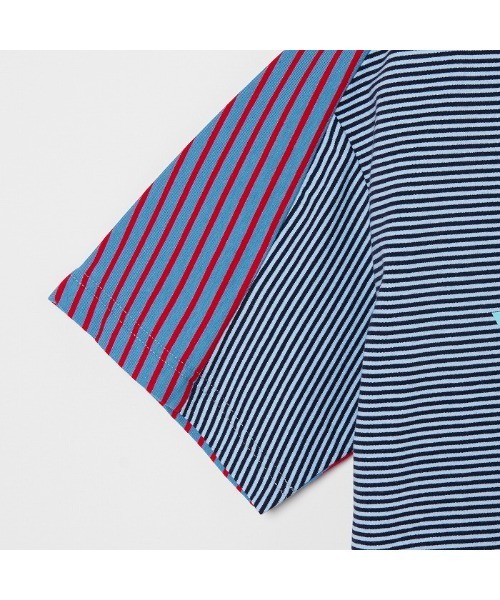 VIVA HEART（ビバハート）の「【VIVA HEART/GOLF】ボーダーコンビ半袖モックネックシャツ（シャツ/ブラウス・メンズ・サックスブルー/ベージュ/ライトグレー・50/52/48）」の11枚目の写真