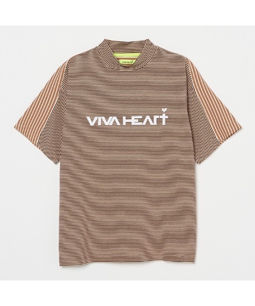 VIVA HEART（ビバハート）の「【VIVA HEART/GOLF】ボーダーコンビ半袖モックネックシャツ（シャツ/ブラウス・メンズ・サックスブルー/ベージュ/ライトグレー・50/52/48）」の6枚目の写真