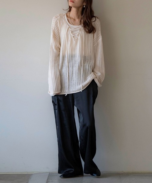 NOAHL(ノアル)の「【NOAHL】サテンワイドパンツ(その他パンツ・レディース・ブラック/サンドベージュ・S/M/L)」の18枚目の写真