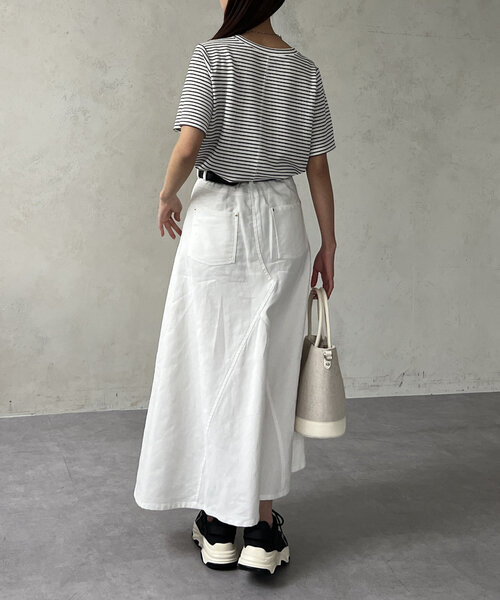 Chez toi（シェトワ）の「落ち感ツイルロングスカート（スカート・レディース・ベージュ/ホワイト/チャコールグレー・FREE）」の11枚目の写真