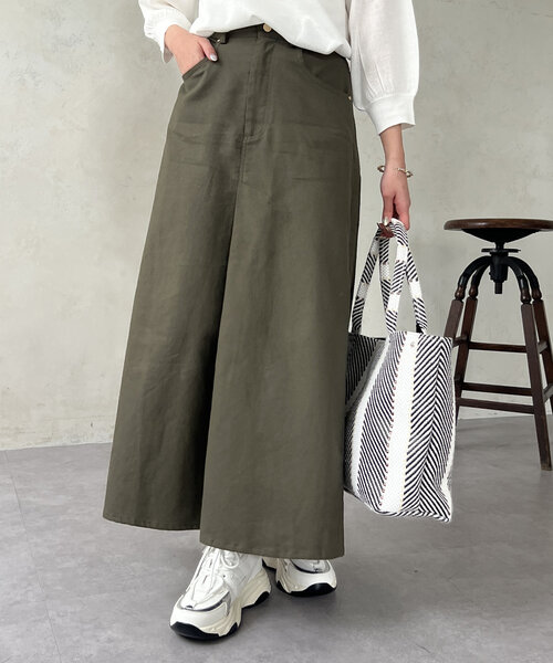Chez toi（シェトワ）の「落ち感ツイルロングスカート（スカート・レディース・ベージュ/ホワイト/チャコールグレー・FREE）」の17枚目の写真