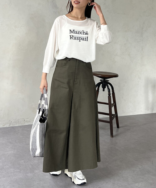 Chez toi（シェトワ）の「落ち感ツイルロングスカート（スカート・レディース・ベージュ/ホワイト/チャコールグレー・FREE）」の21枚目の写真