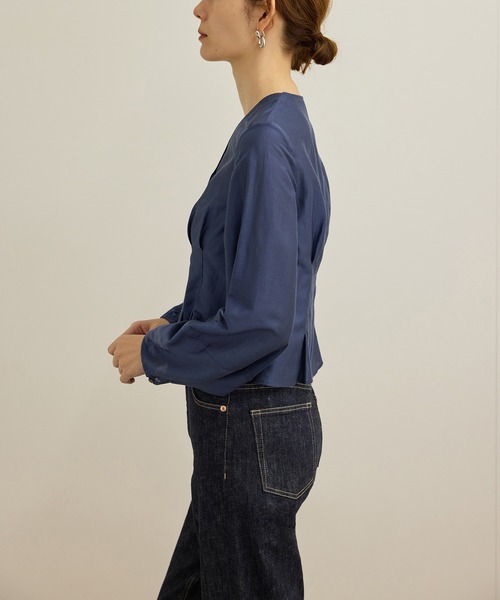 ROPE'（ロペ）の「【洗える】パフスリーブシアーペプラムブラウス（シャツ/ブラウス・レディース・ホワイト/ブルー/ブラック・FREE）」の14枚目の写真