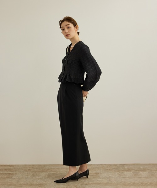 ROPE'（ロペ）の「【洗える】パフスリーブシアーペプラムブラウス（シャツ/ブラウス・レディース・ホワイト/ブルー/ブラック・FREE）」の10枚目の写真