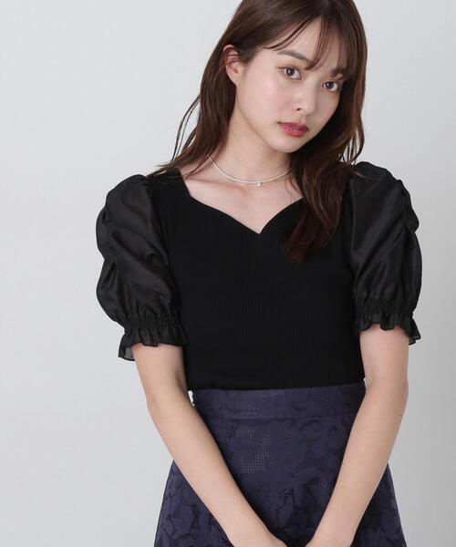 PROPORTION BODY DRESSING(プロポーションボディドレッシング)の「シアーギャザースリーブニット / 1215170401(ニット/セーター・レディース・ホワイト/ライトグリーン/ブラック・FREE)」の8枚目の写真