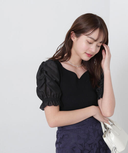 PROPORTION BODY DRESSING(プロポーションボディドレッシング)の「シアーギャザースリーブニット / 1215170401(ニット/セーター・レディース・ホワイト/ライトグリーン/ブラック・FREE)」の12枚目の写真