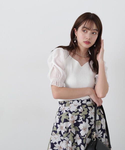 PROPORTION BODY DRESSING（プロポーションボディドレッシング）の「シアーギャザースリーブニット / 1215170401（ニット/セーター・レディース・ホワイト/ライトグリーン/ブラック・FREE）」の11枚目の写真