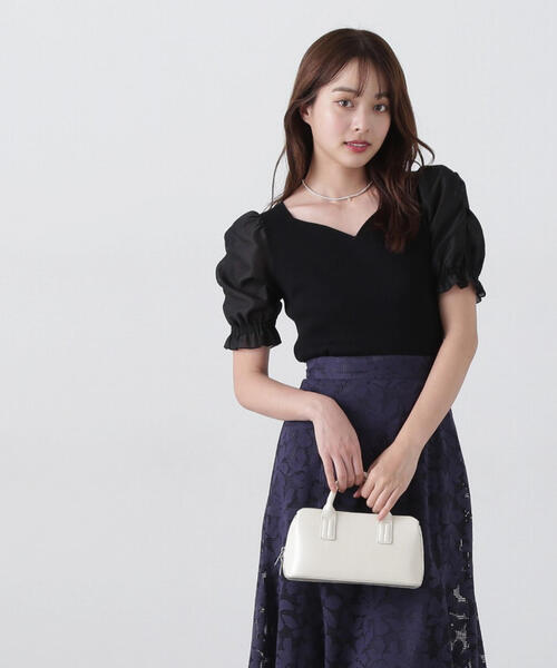 PROPORTION BODY DRESSING（プロポーションボディドレッシング）の「シアーギャザースリーブニット / 1215170401（ニット/セーター・レディース・ホワイト/ライトグリーン/ブラック・FREE）」の3枚目の写真