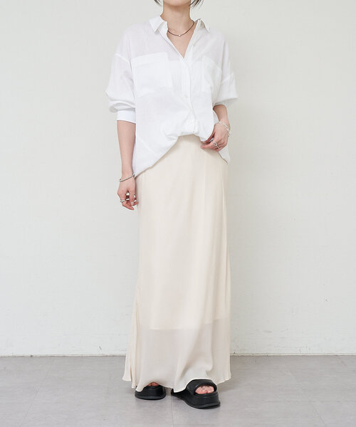 SHENERY（シーナリー）の「《美シルエット》キュプラフィブリルマーメイドスカート（スカート・レディース・チャコールグレー/オフホワイト/イエロー・38/36）」の4枚目の写真