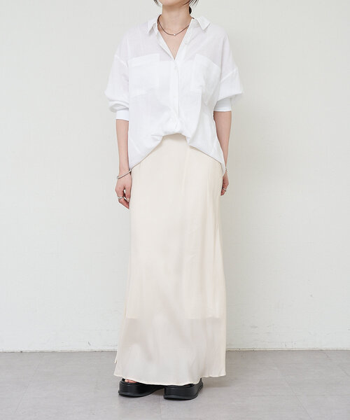 SHENERY（シーナリー）の「《美シルエット》キュプラフィブリルマーメイドスカート（スカート・レディース・チャコールグレー/オフホワイト/イエロー・38/36）」の5枚目の写真