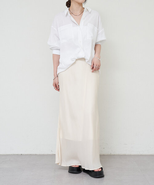 SHENERY（シーナリー）の「《美シルエット》キュプラフィブリルマーメイドスカート（スカート・レディース・チャコールグレー/オフホワイト/イエロー・38/36）」の12枚目の写真