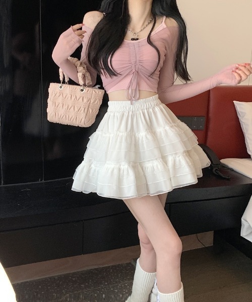 Ritzy(リッツィー)の「レース ティアードミニスカート(スカート・レディース・ブラック/ホワイト・L/M)」の18枚目の写真