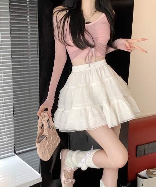 Ritzy(リッツィー)の「レース ティアードミニスカート(スカート・レディース・ブラック/ホワイト・L/M)」の19枚目の写真