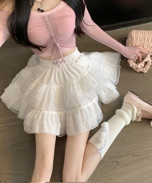 Ritzy(リッツィー)の「レース ティアードミニスカート(スカート・レディース・ブラック/ホワイト・L/M)」の14枚目の写真