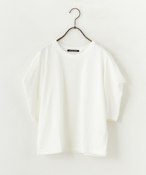 mizuiroind（ミズイロインド）の「[mizuiro ind/ミズイロインド] ドレープスリーブ 5分丈Tシャツ（Tシャツ/カットソー・レディース・ダークグレー/オフホワイト/ブラック・F）」の15枚目の写真